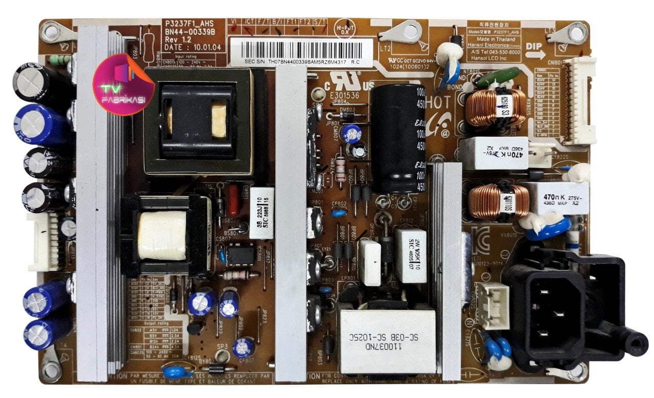 BN44-00339B , P3237F1_AHS , REV 1.2 , LE32C580J1K , POWER BOARD , SAMSUNG BESLEME