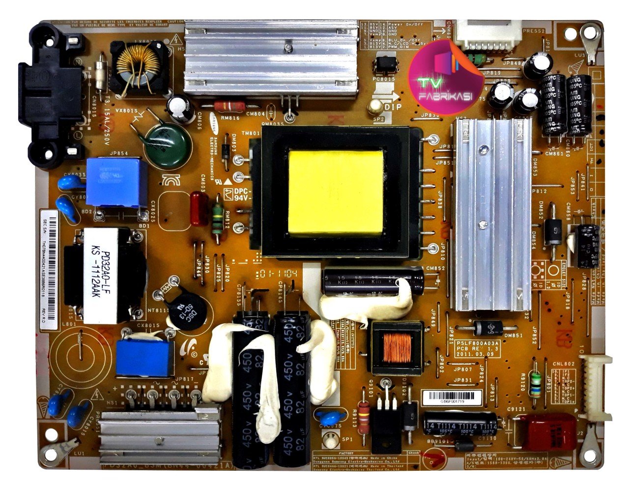 BN44-00421A , PD32A0_BSM , REV 1.3 , PSLF800A03A , UE32D4000NW , POWER BOARD , SAMSUNG BESLEME