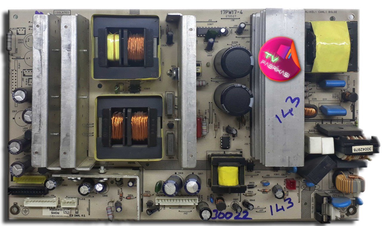 17PW17-4 , 070507 , 20384157 , 20400954 , POWER BOARD , VESTEL BESLEME