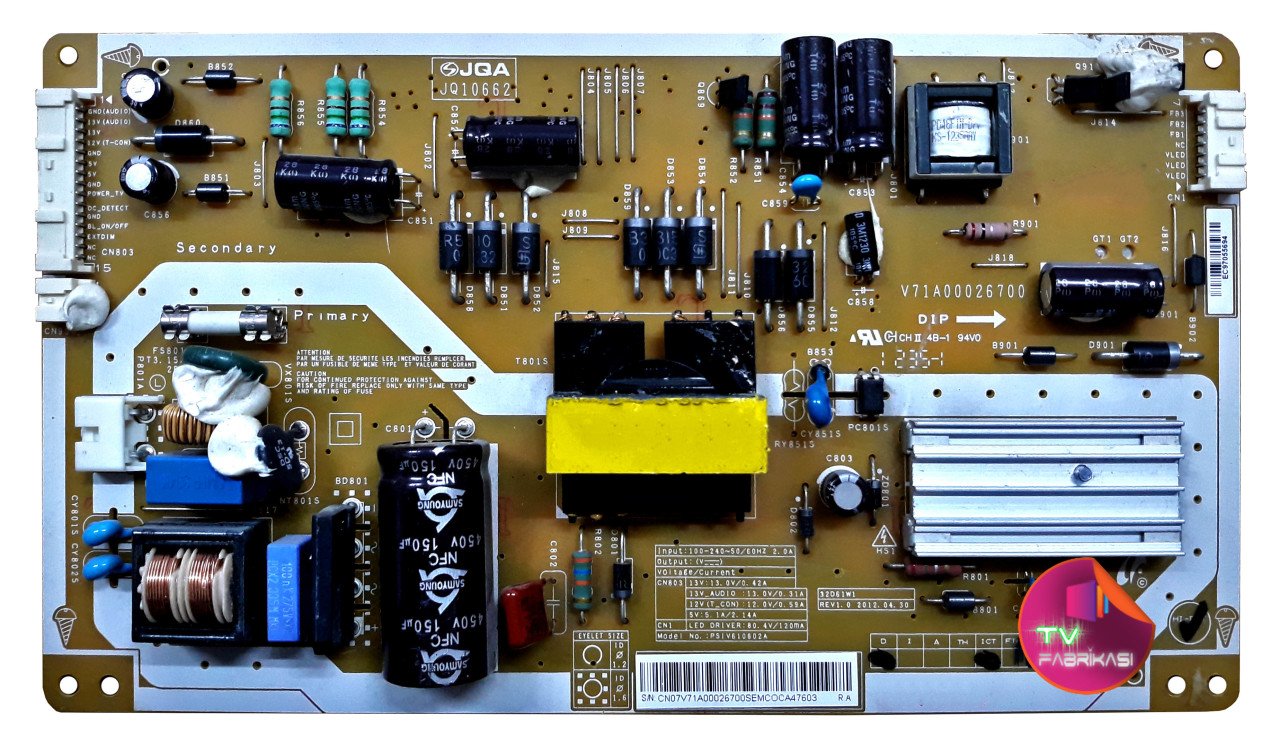 V71A00026700 , PSIV610602A , 32PB200V1 , POWER BOARD , TOSHIBA BESLEME