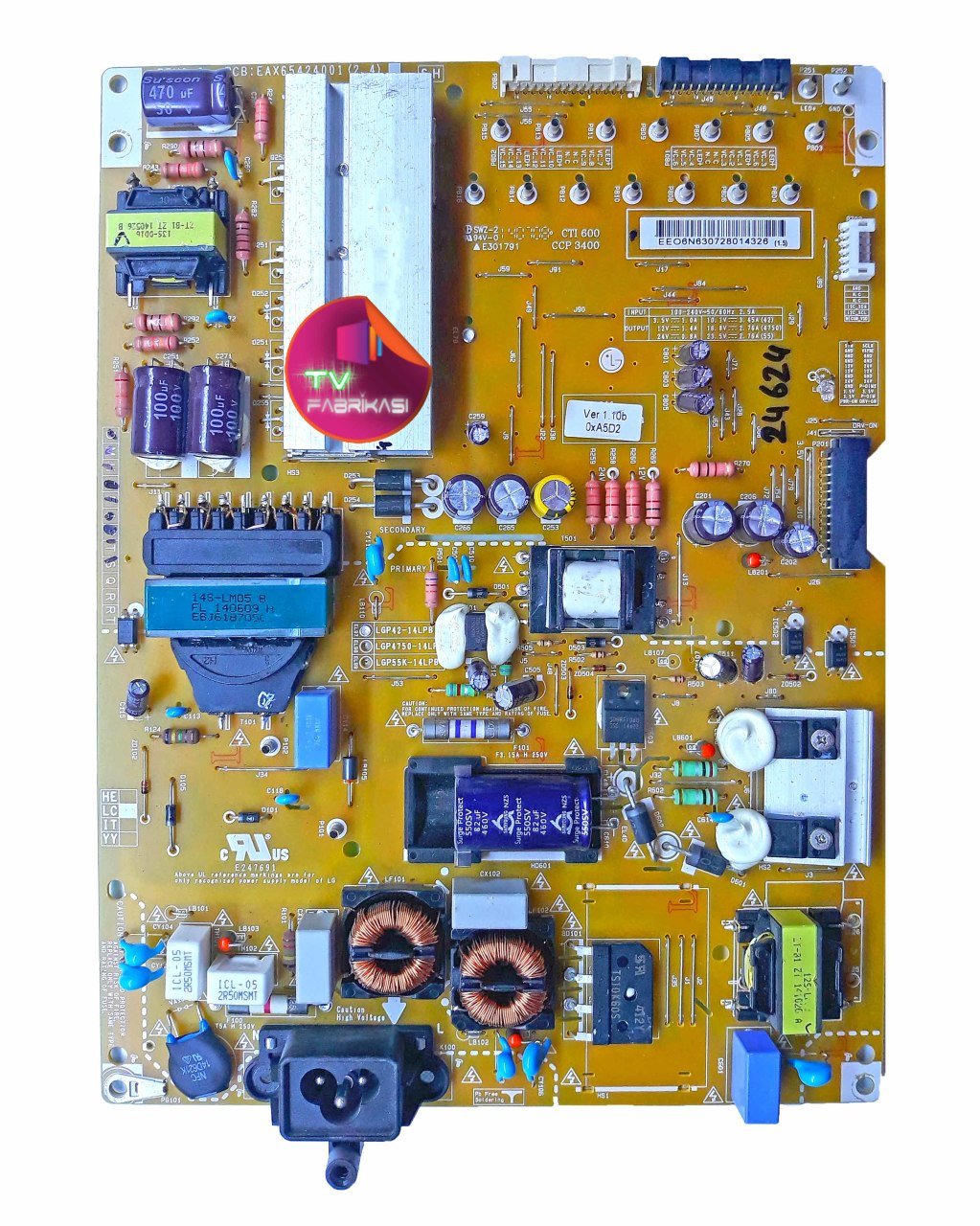 EAX65424001 , 2.4 , LGP42-14PLB , EL97 , REV 3 , POWER BOARD , LG BESLEME