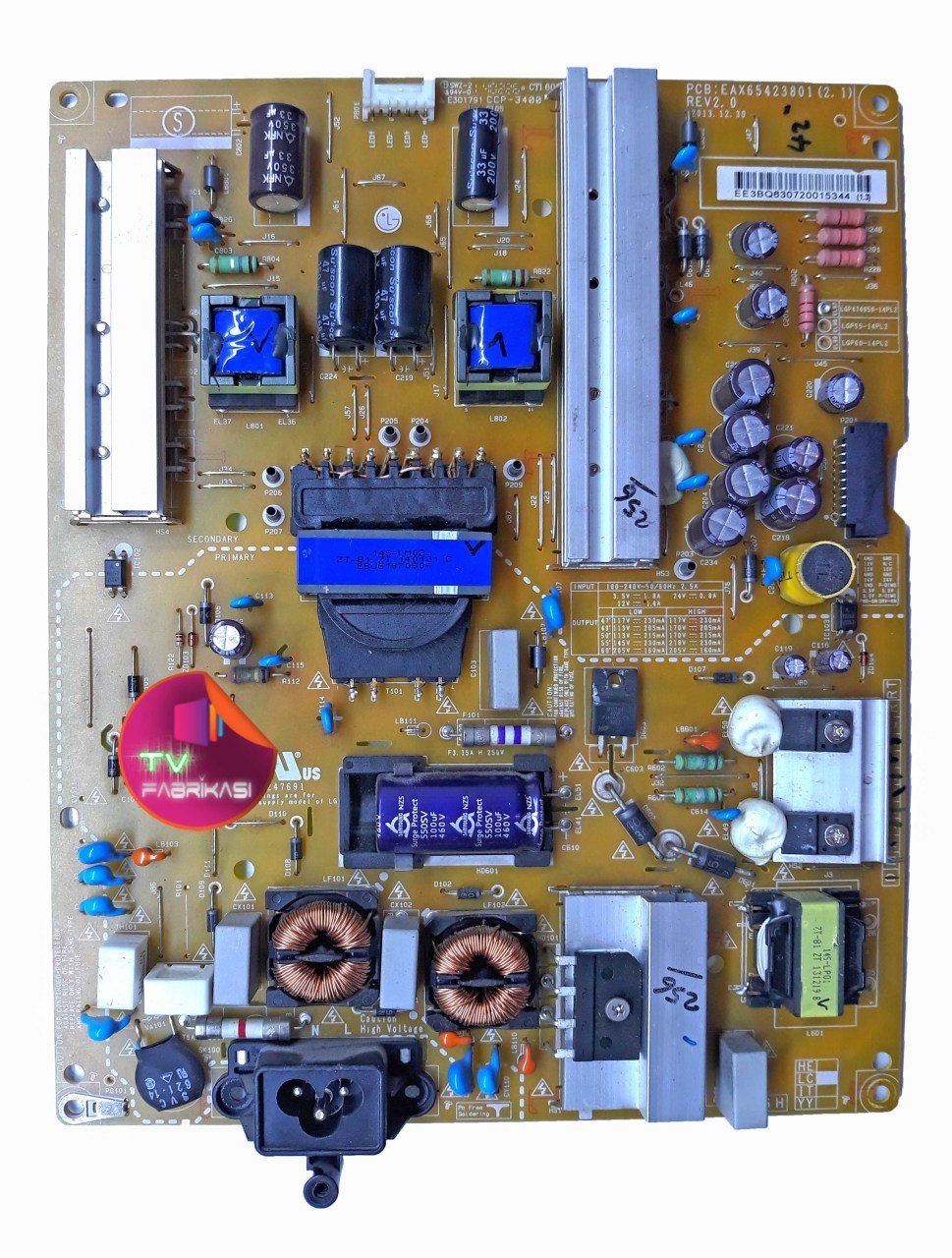 EAX65423801 , 2.1 , LGP55-14PL2 , EL98 , REV 2.0 , POWER BOARD , LG BESLEME