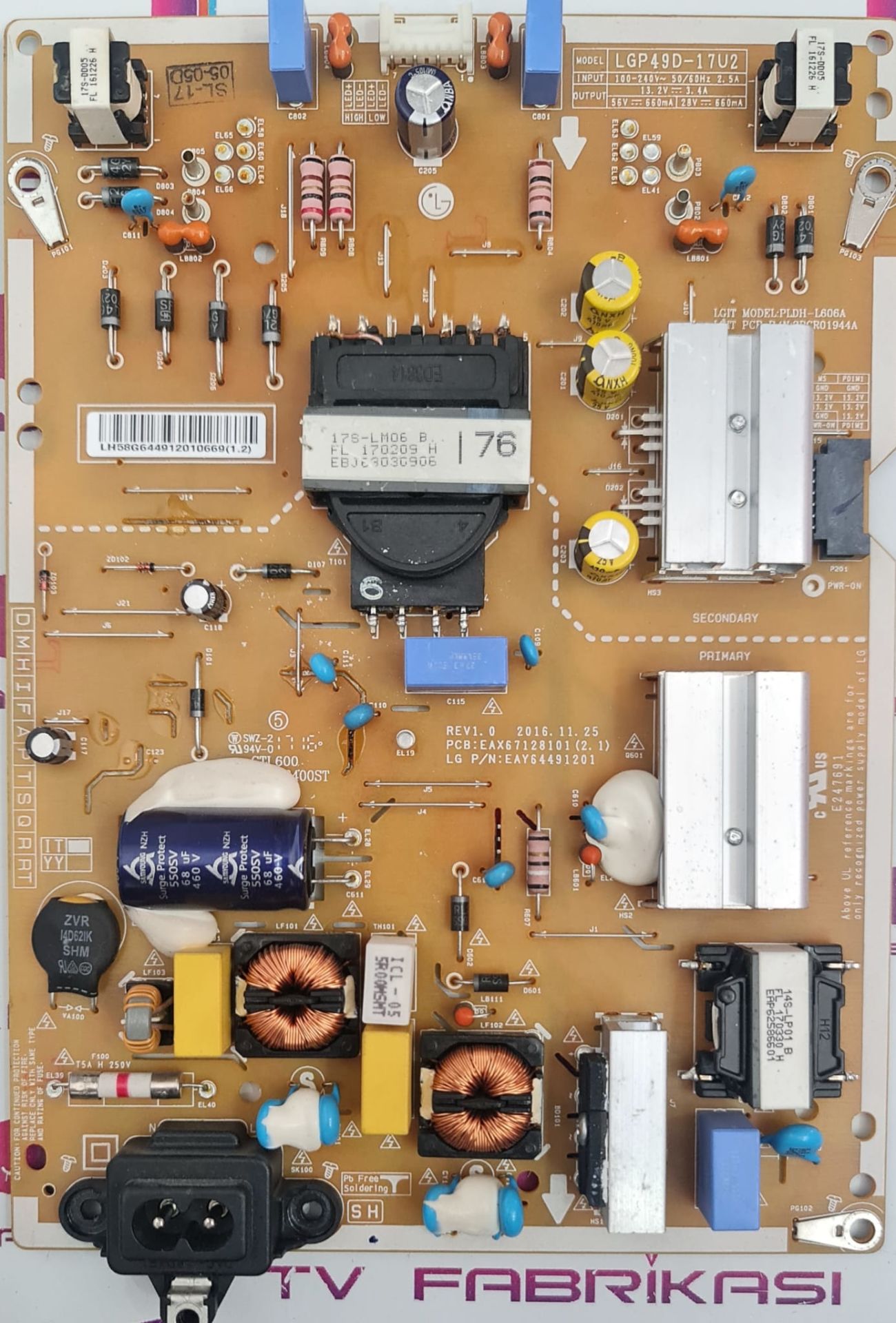 LG,49UJ651V,49UJ701V,EAX67128101(2.1),EAY64491201,LGP49D-17U2,POWER,BOARD
