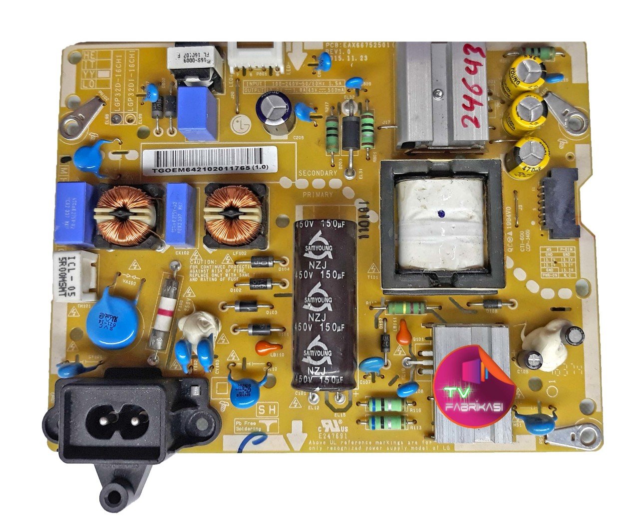 EAX66752501 , 1.8 , REV1.0 , LGP32D-16CH1 , POWER BOARD , LG BESLEME