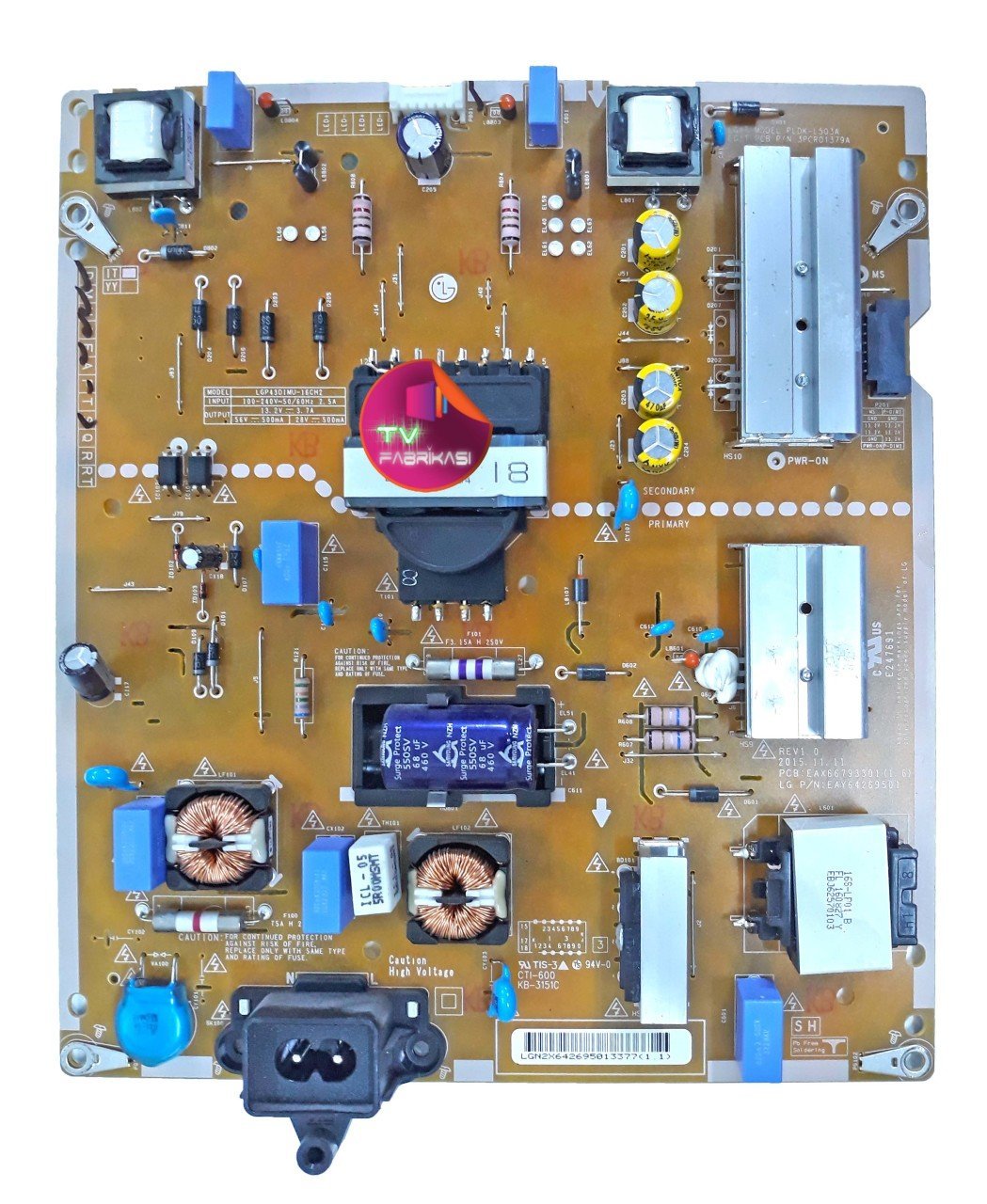 EAX66793301 , 1.6 , EAY64269501 , REV1.0 , LGP43D1MU-16CH2 , POWER BOARD , LG BESLEME