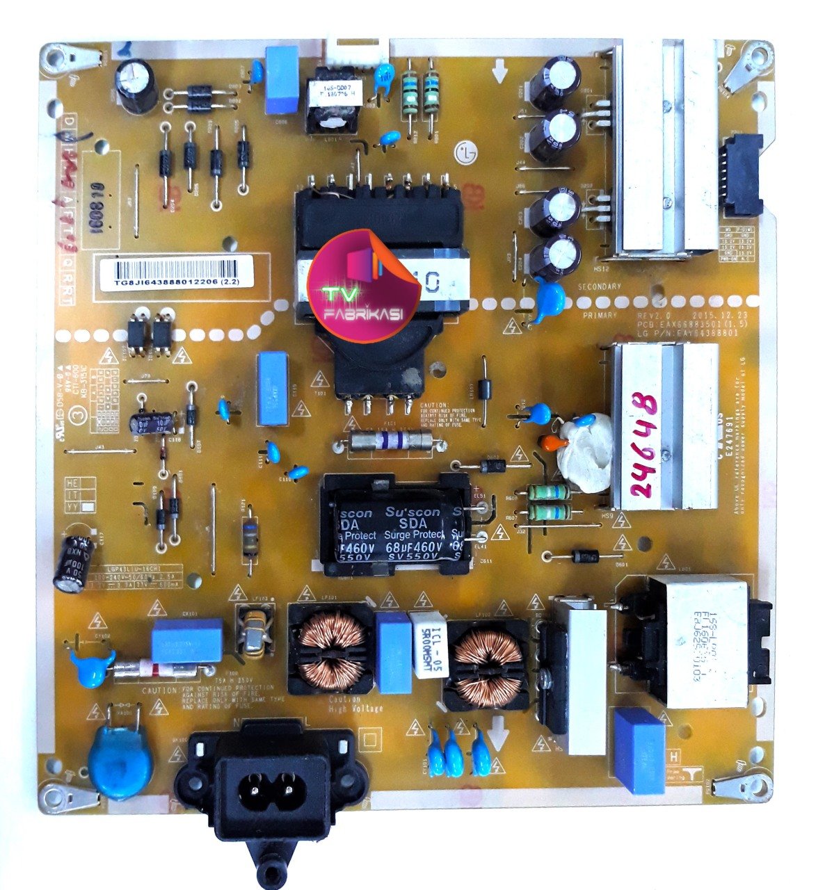 43LH590V-ZA,EAX66883501 , 1.5 , EAY64388801 , REV2.0 , POWER BOARD , LG BESLEME