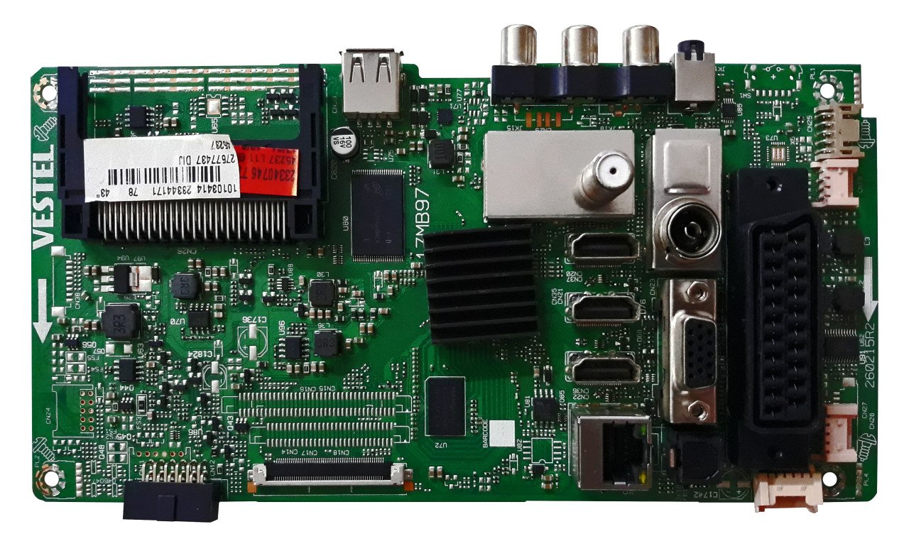 17MB97 , 260215R2 , 23344171 , 2334074677 , 43'' DIJ PANEL , VES430UNEL-2D-U01 , VESTEL 43FB75550 , MAIN BOARD , VESTEL ANAKART