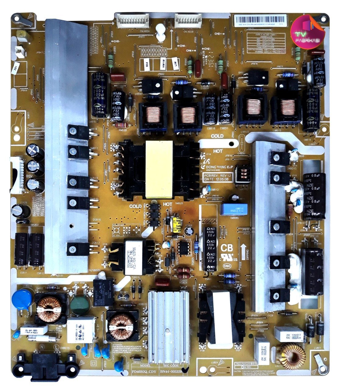 BN44-00522B , PD46B2Q_CDY , REV 1.2 , UE46ES8007U , POWER BOARD , SAMSUNG BESLEME