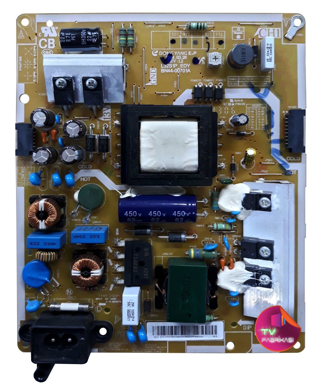 BN44-00701A , L32S1P_EDY , REV 1.2 , UE32H5570 , UE32H5070 , POWER BOARD , SAMSUNG BESLEME
