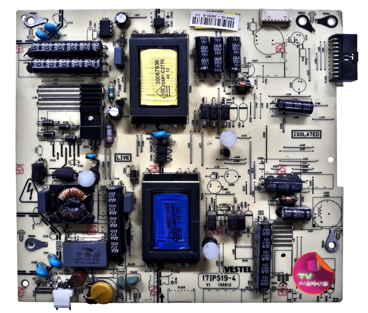 17IPS19-4 , 130612 , 23042149 , 32PF7050 , LTA320HN02 , POWER BOARD , VESTEL BESLEME