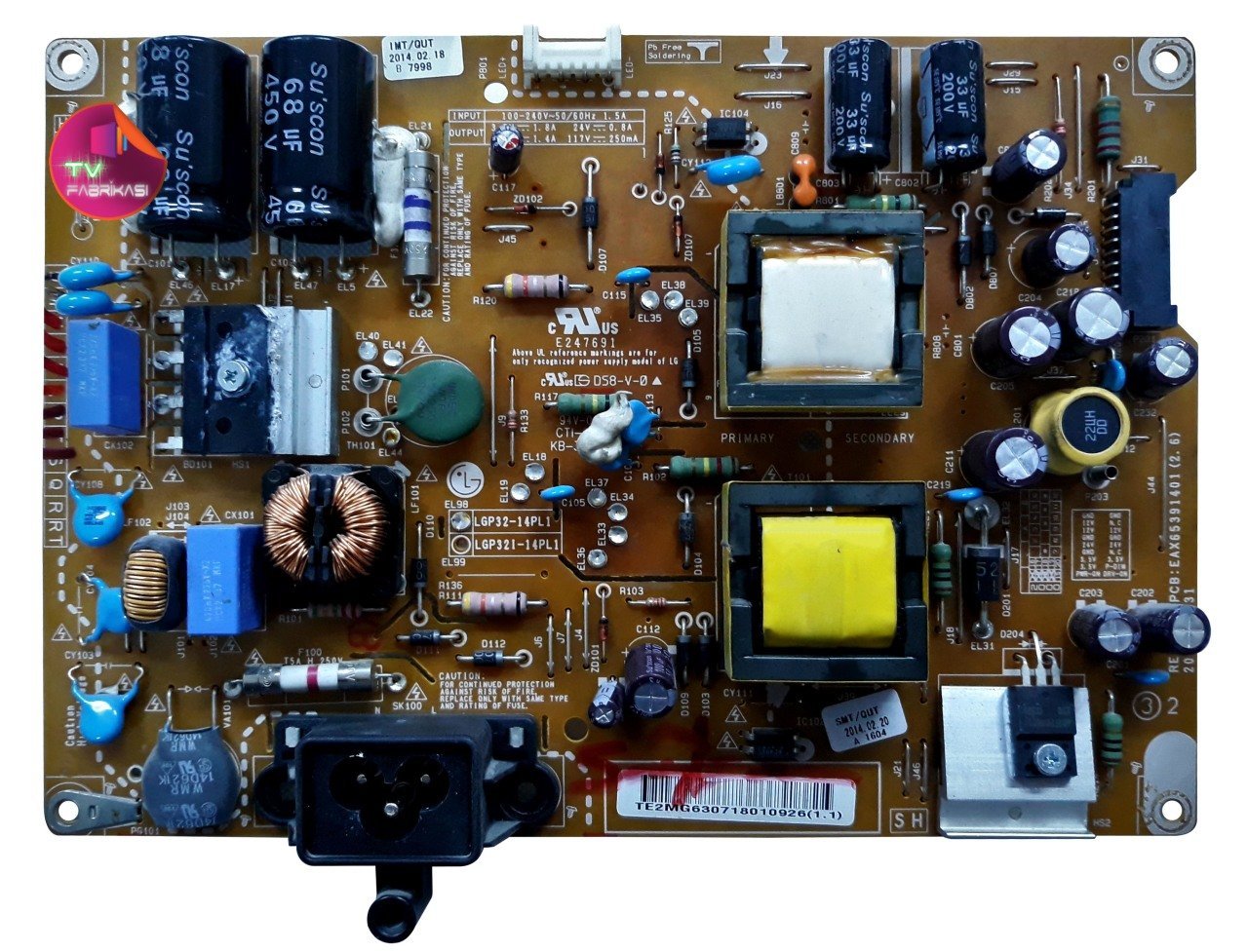 EAX65391401 ,  2.6 , REV 1.0 , LGP32-14PL1 , 32LB582V , 32LB652V , LC320DUE FG , POWER BOARD , LG BESLEME