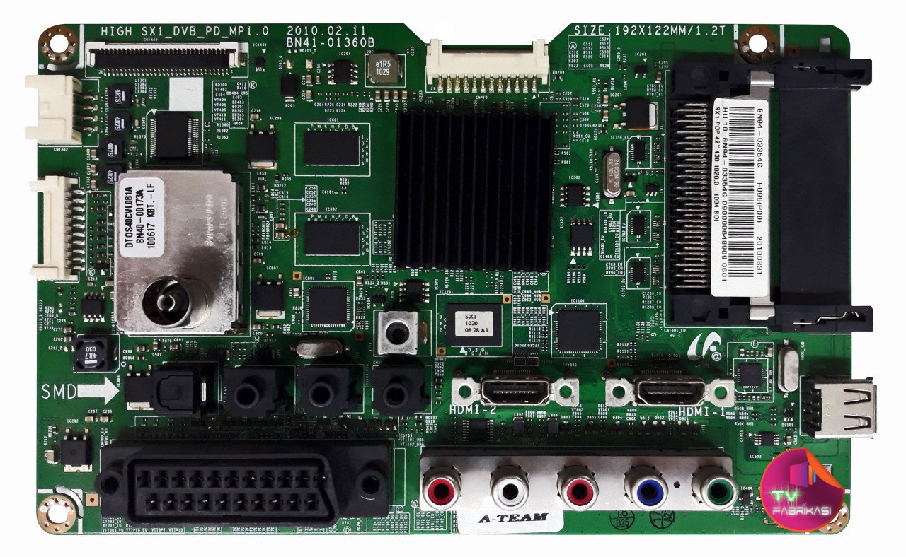 BN41-01360B , BN94-03354G , SX1 PDP 42'' 430 1020.0-1004 SDI , S42AX-YB09 , PS42C430A1W , MAIN BOARD , SAMSUNG ANAKART