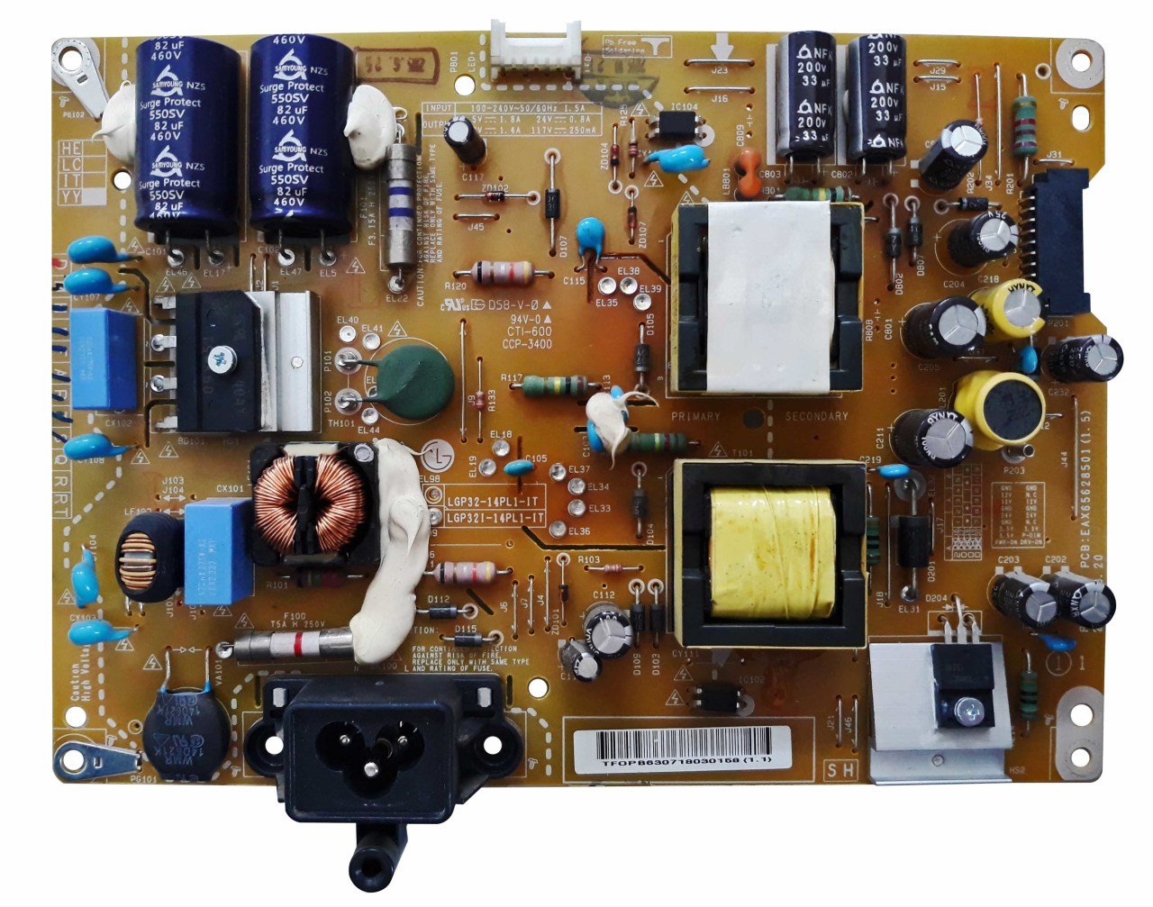 EAX65628501 (1.5) , LGP321-14PL1-1T , LG 32LF580N , EAY63071803 , POWER BOARD , LG BESLEME