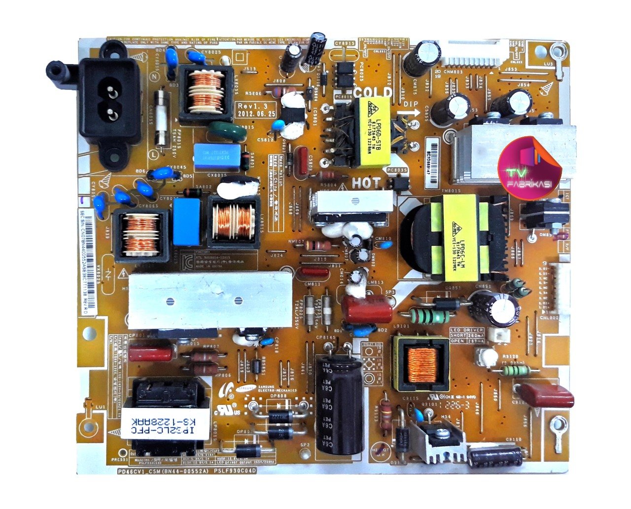 BN44-00552A , PSLF930C04D , PD46CV1_CSM , REV1.3 , UE46EH6070F , UE46EH6030F , UE40EH6030F , POWER BOARD , SAMSUNG BESLEME