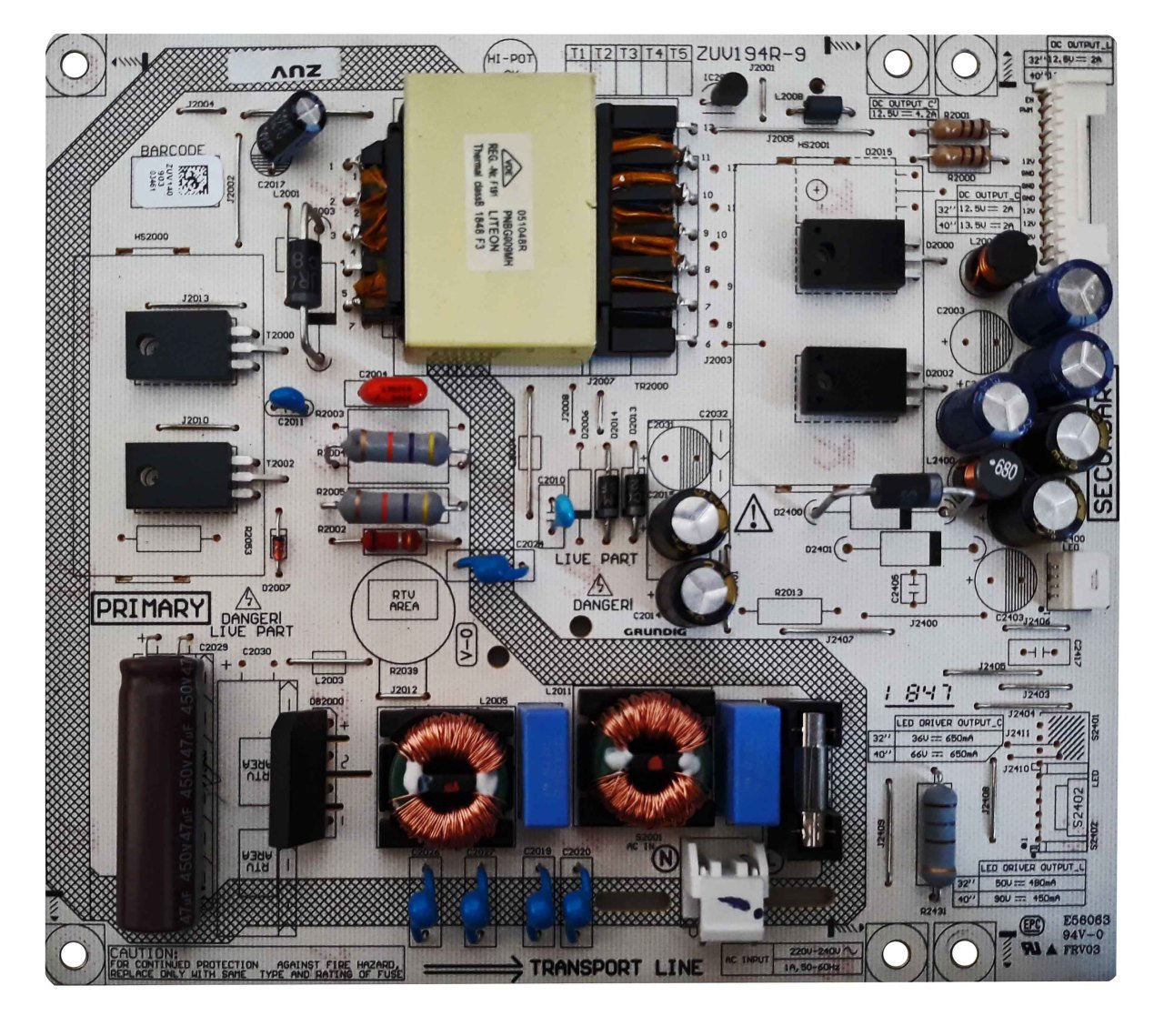 ZUV194R-9 , ZUV140 , ZUV 140 , Arçelik 32L6752 5B ,  HV320FHB-N00 , Power Board , Arçelik Besleme