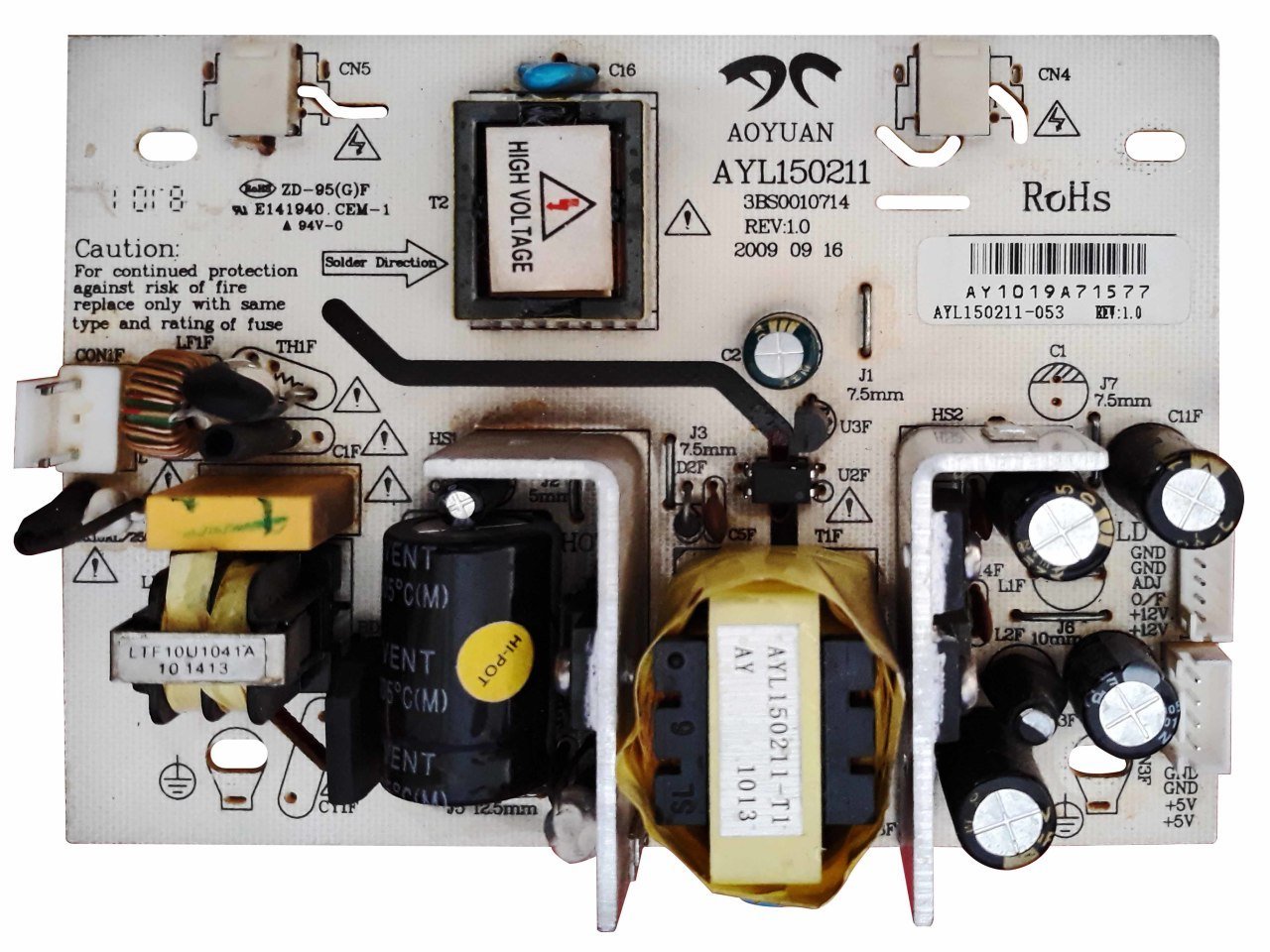 Ayl150211 , Ayl150211-053 , REV:1.0 , Ay1026a32318 , 3BS0010714 , Sn024ld71-s2 , Power Board , Sunny Besleme