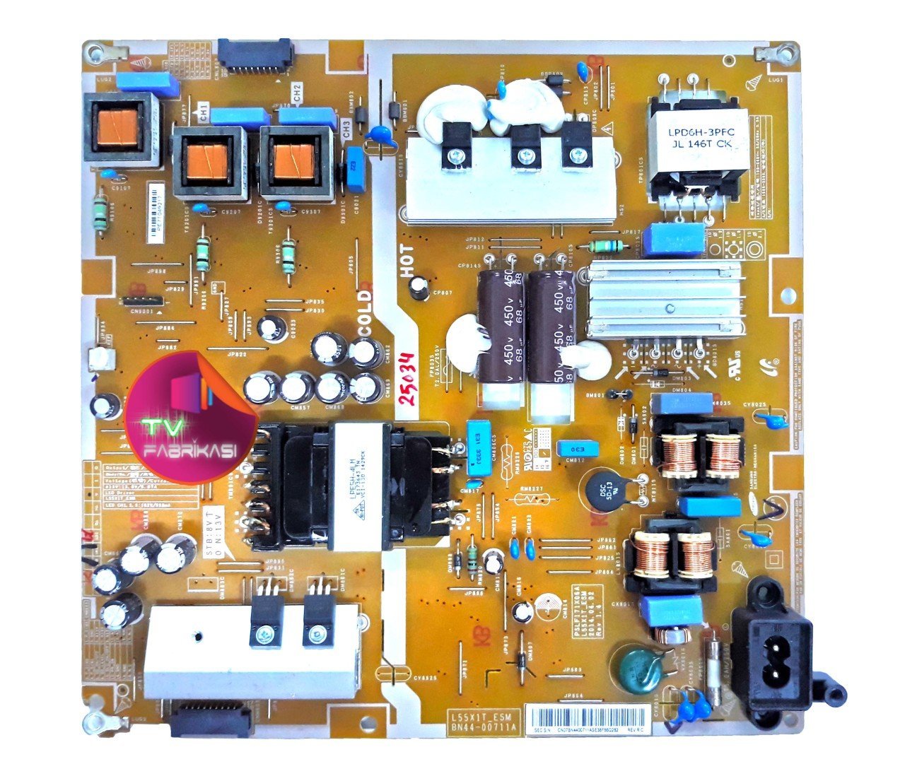 BN44-00711A , L55X1T_ESM , PSLF171X06A , REV 1.4 , UE55H6270SS , POWER BOARD , SAMSUNG BESLEME