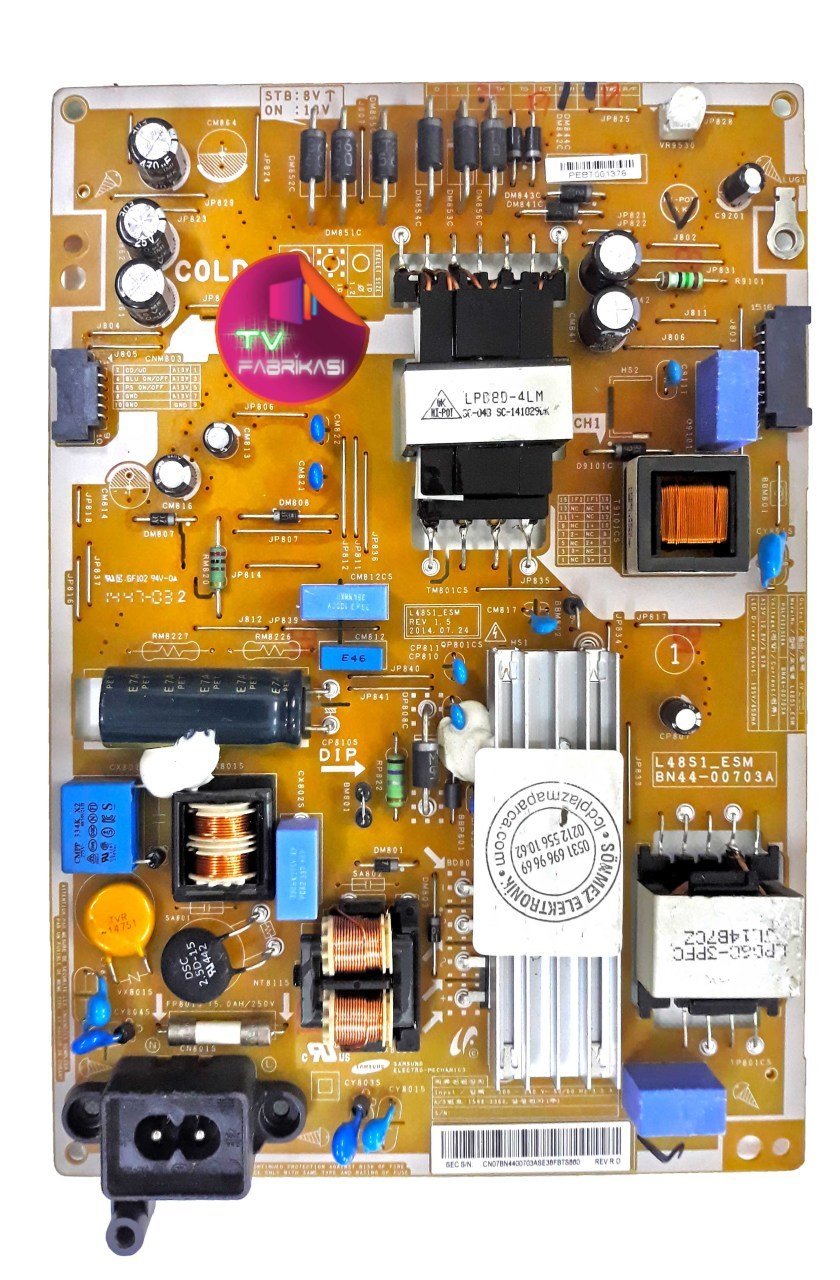 BN44-00703A , REV 1.5 , L48S1_ESM , PSLF121S06A , UE48H5500AK , POWER BOARD , SAMSUNG BESLEME
