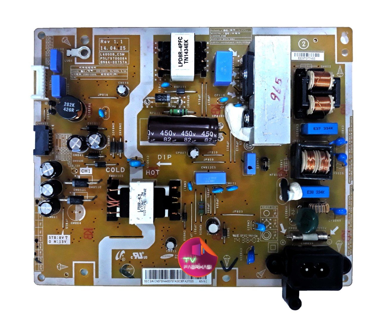 BN44-00757A , L48G0B_ESM , PSLF970G06A , REV 1.1 , UE48H4200AW , POWER BOARD , SAMSUNG BESLEME