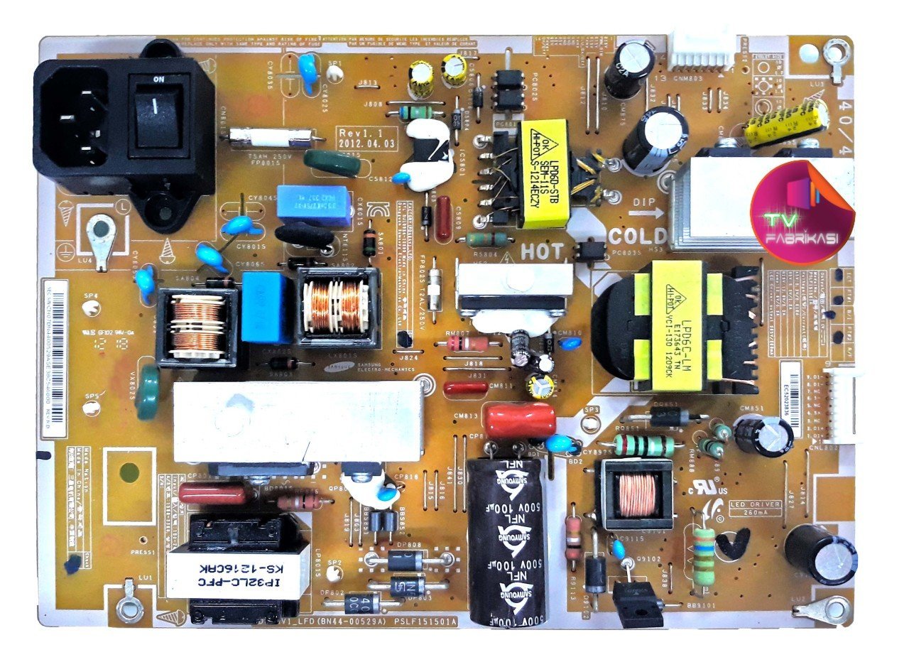 BN44-00529A , PSLF151501A , PD46AV1_ LFD , REV1.1 , POWER BOARD , SAMSUNG BESLEME