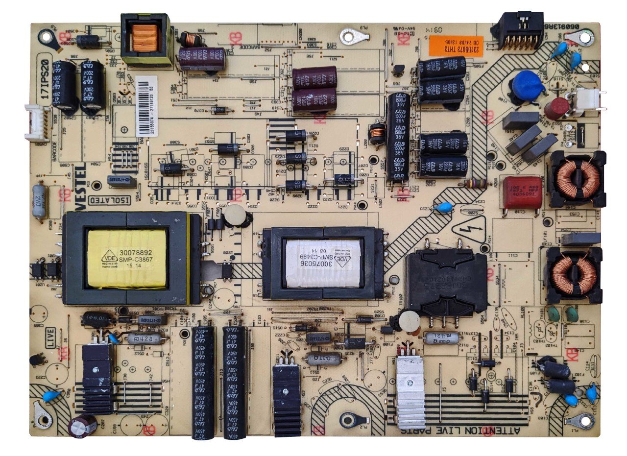 17ıps20 , 23155074 , 27169120 , Ves500unvl-3d-S01 , Vestel 3d Smart 50pf8575 50 Led Tv , Power Board , Vestel Besleme
