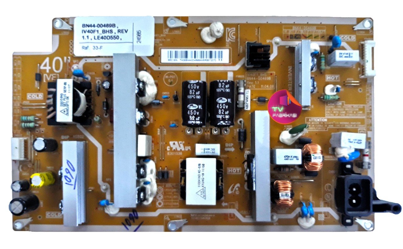 BN44-00469B , IV40F1_BHS , REV 1.1 , LE40D550 , LE40D503F7W , LTF400HM05 , POWER BOARD , SAMSUNG BESLEME