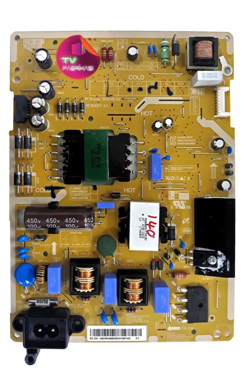 BN44-00852A , L48MSF_FDY , REV 1.1 , UE40J5200AK , UE40J5070 , POWER BOARD , SAMSUNG BESLEME
