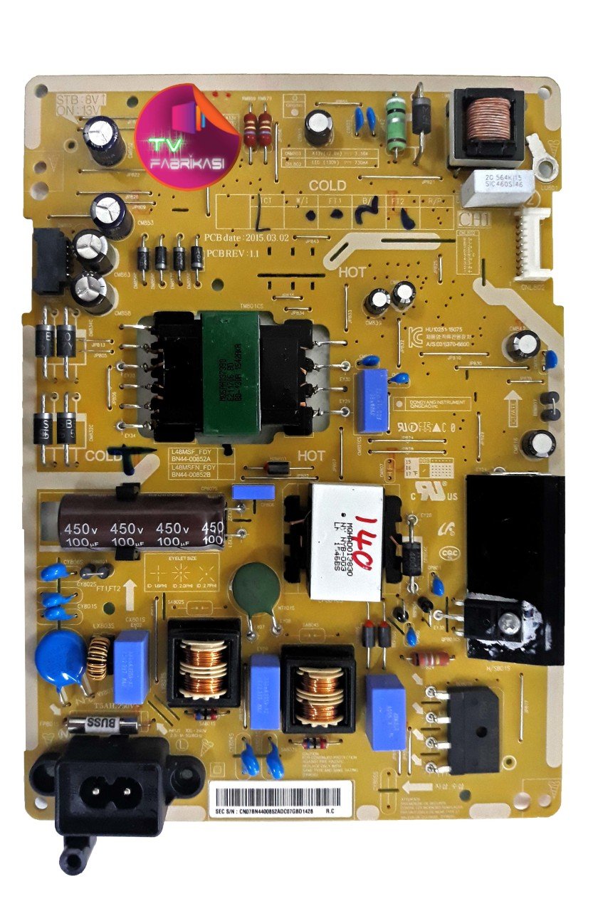 BN44-00852A , L48MSF_FDY , REV 1.1 , UE40J5200AK , UE40J5070 , POWER BOARD , SAMSUNG BESLEME