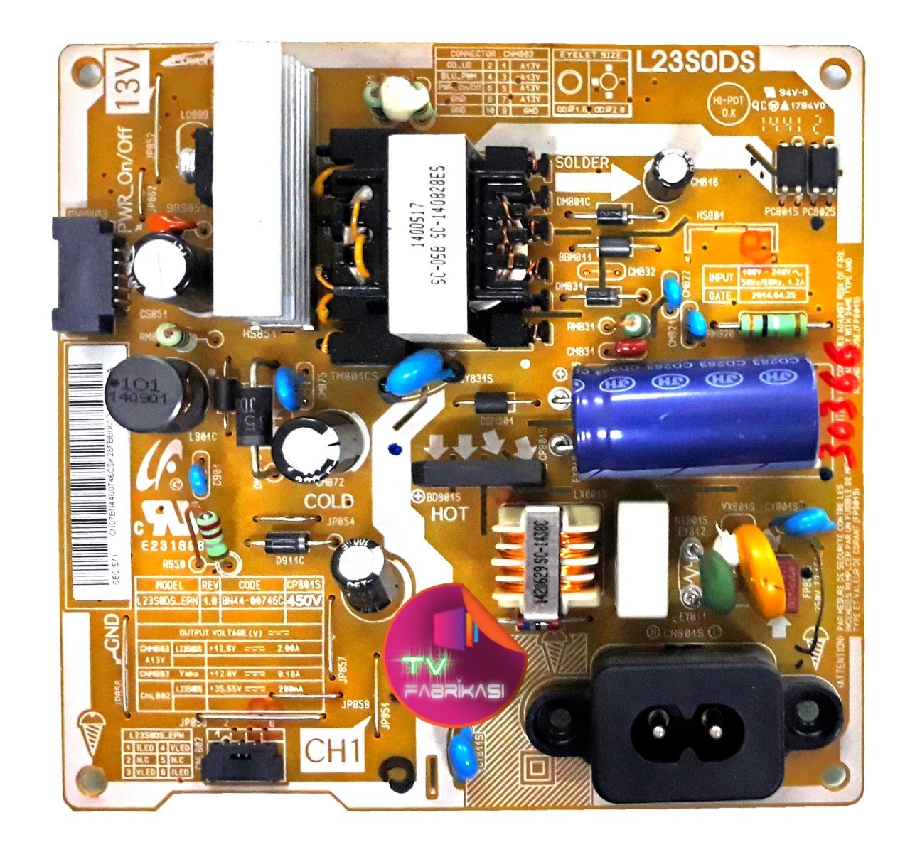 BN44-00746C , L23S0DS , UE24H4070A , REV 1.0 , POWER BOARD , SAMSUNG BESLEME