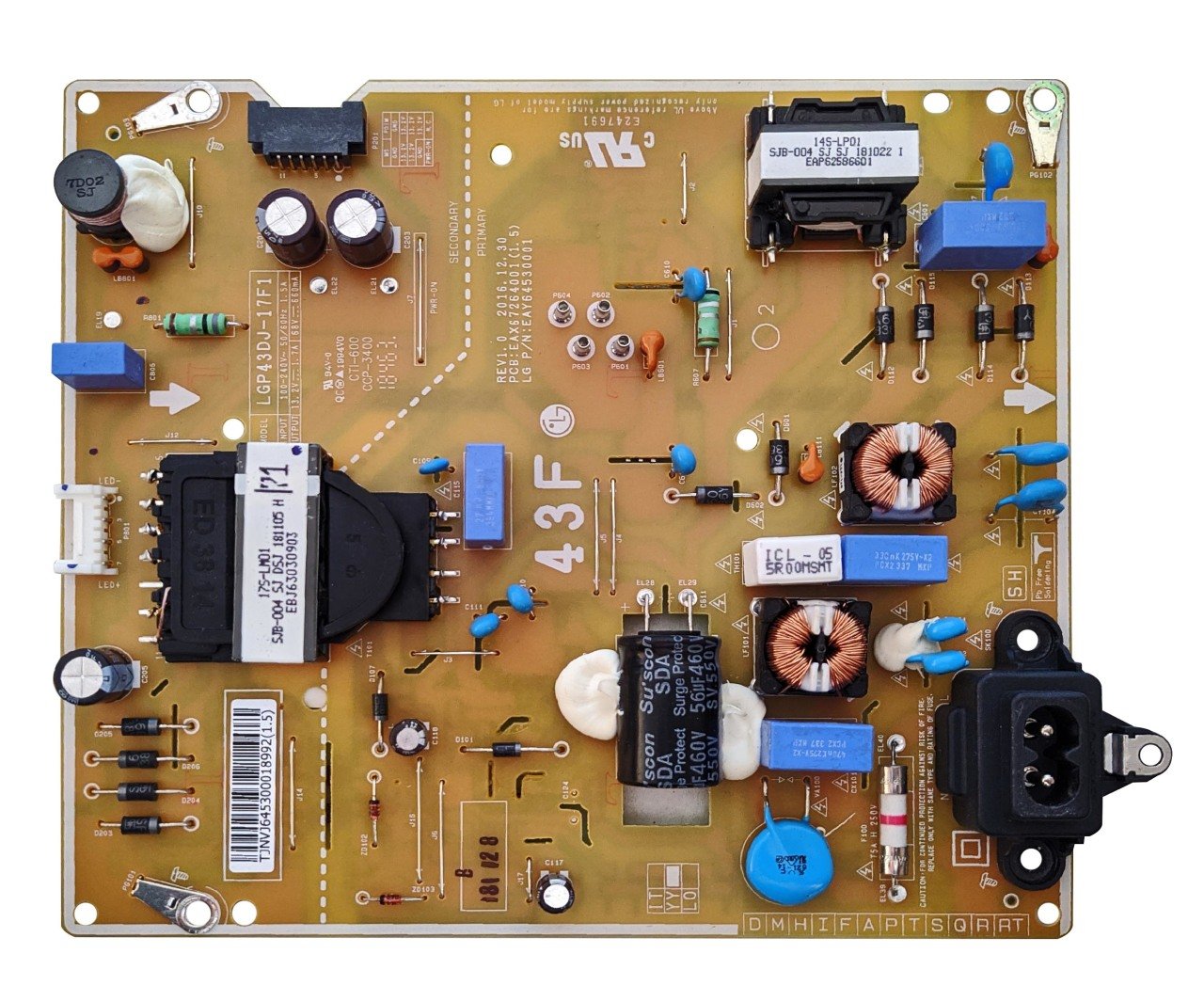 Eax67264001 (1.5) ,  Eay64530001 , Lgp43dj-17f1 , Hc430dun-Sltl1-211x , Maın Board , Lg Besleme