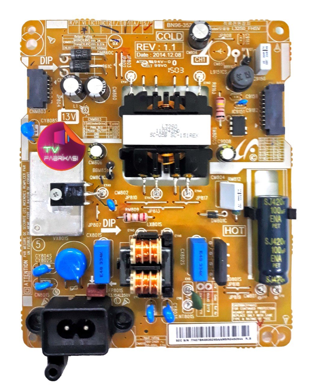 BN96-35295A , REV 1.1 , L32S0_FHSV , UA32J4100AK , POWER BOARD , SAMSUNG BESLEME