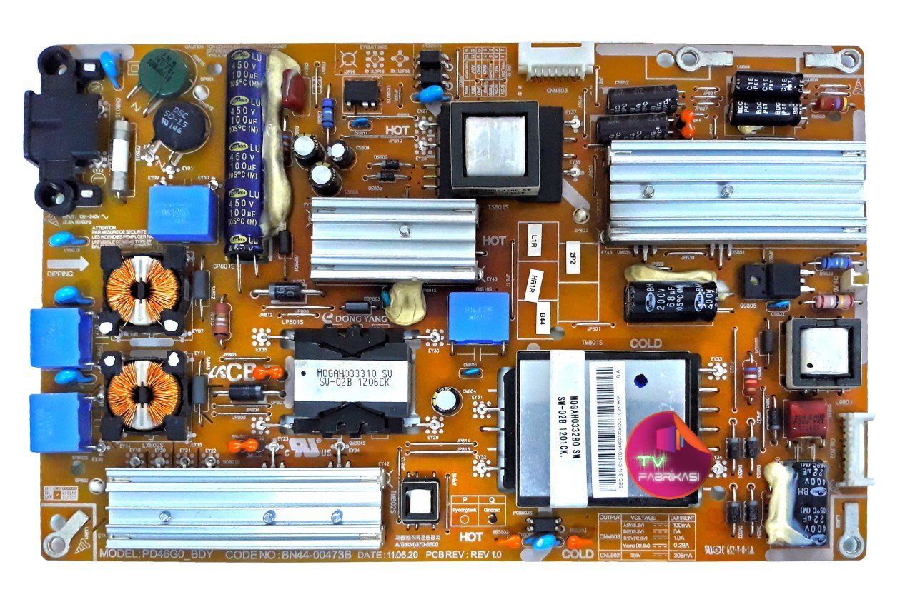 BN44-00473B , REV 1.0 , PD46G0_BDY , UE40D5000 , LD400BGB-A2 , POWER BOARD , SAMSUNG BESLEME