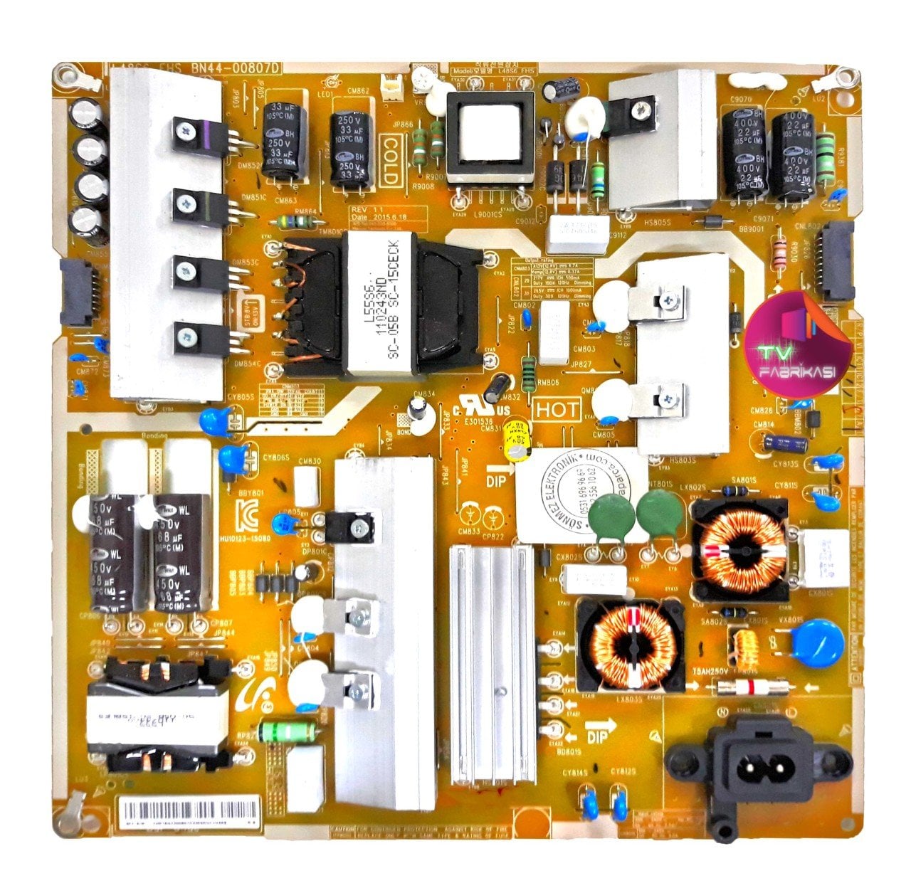 BN44-00807D,L48S6_FHS,REV 1.1, UE48JU6445K , UE48JU6400 , UE48JU6500 , POWER BOARD , SAMSUNG BESLEME