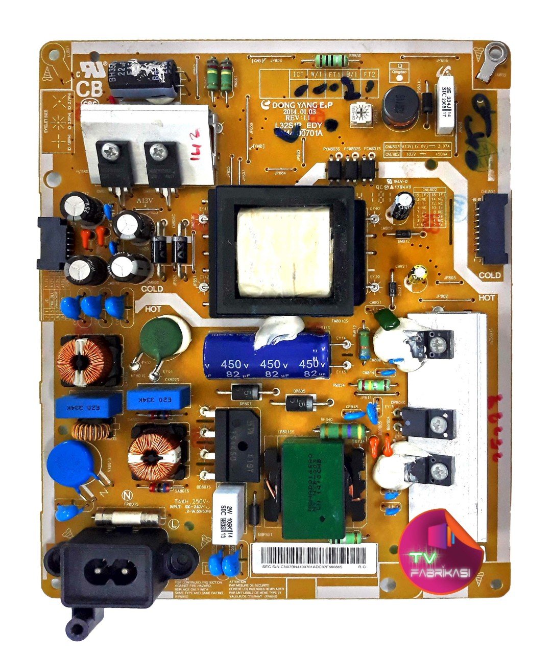 BN44-00701A , L32S1P_EDY , REV 1.1 , UE32H5570 , UE32H5070 , POWER BOARD , SAMSUNG BESLEME