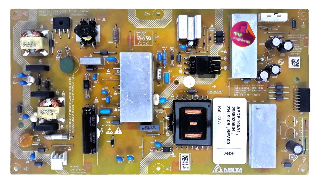 APDP-145A1 , 2955025604 , ZNL910R , REV 00 , POWER BOARD , ARÇELİK BESLEME