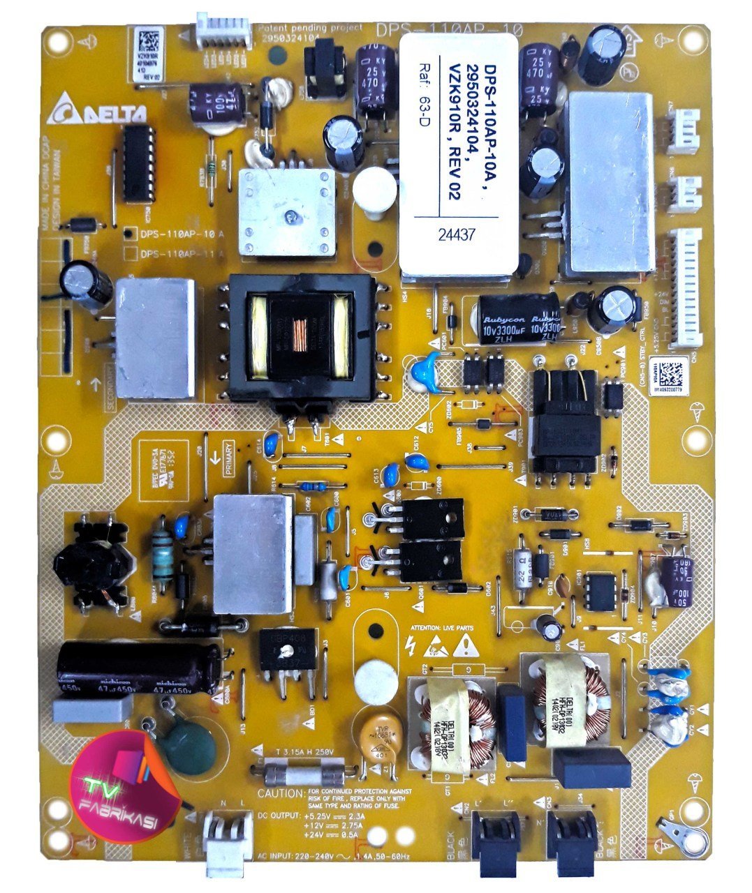 DPS-110AP-10A , 2950324104 , VZK910R , REV 02 , B32-LB-6313 , B32-LB-634 , POWER BOARD , ARÇELİK BESLEME