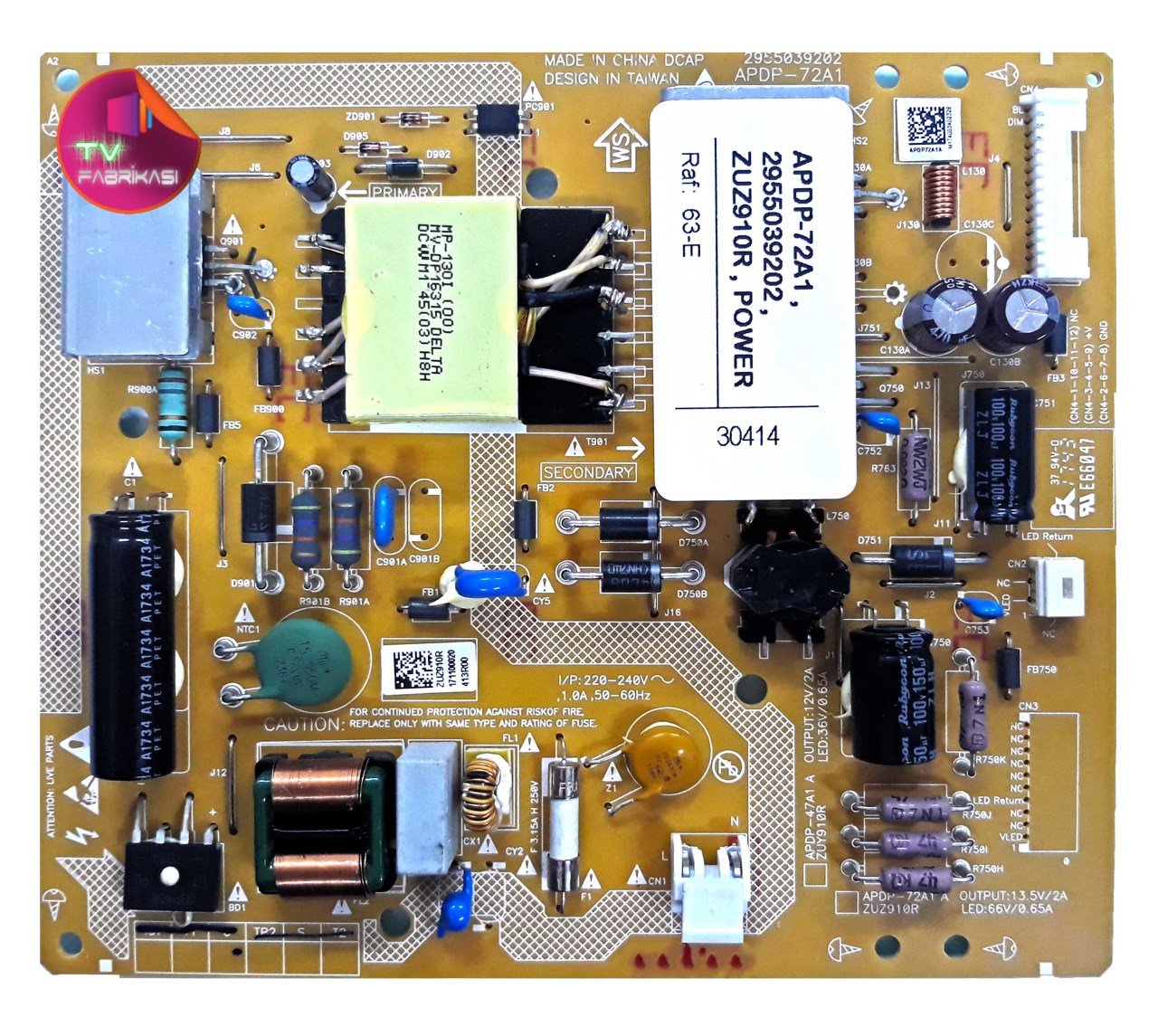 APDP-72A1 , 2955039202 , ZUZ910R , POWER BOARD , ARÇELİK BESLEME