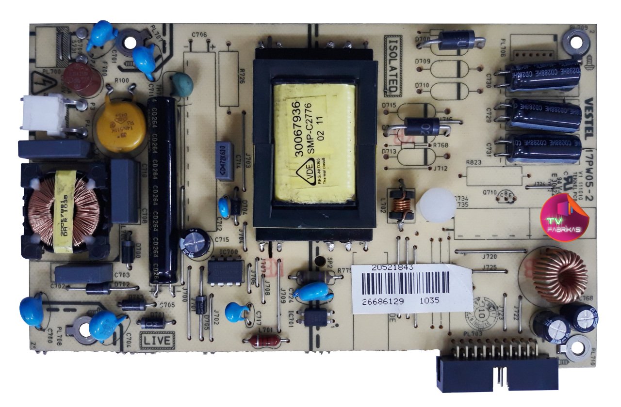 17PW05-2 , 20521843 , 26686129 , V1 111010 16''  , POWER BOARD , VESTEL BESLEME