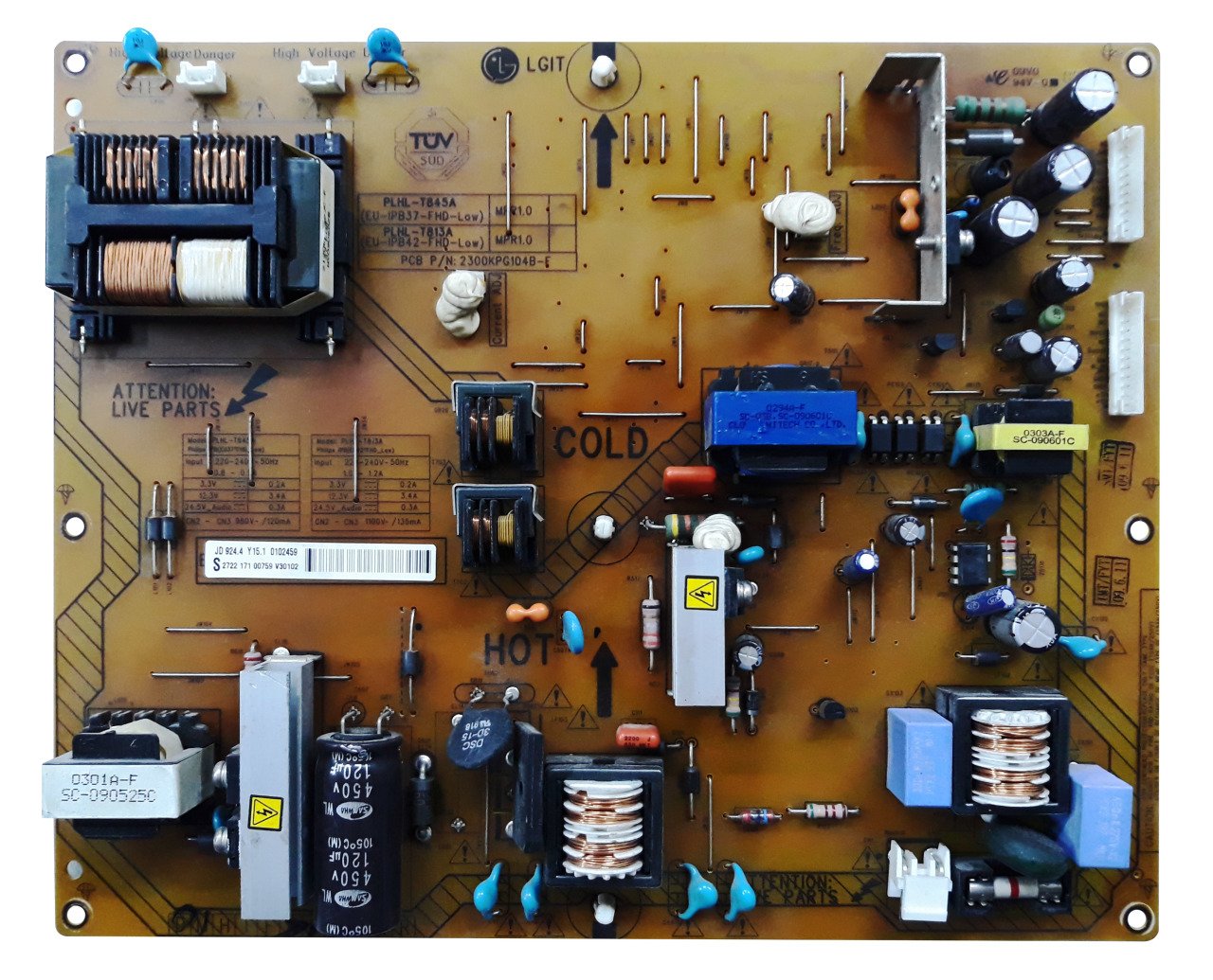 PLHL-T845A , EU-IPB37-FHD-LOW , 2300KPG104B-F , 2722 171 00759 V30102  , 37PFL5604 , 2722 171 00722 , PLHL-T813A  , LCD POWER BOARD , PHILIPS BESLEME