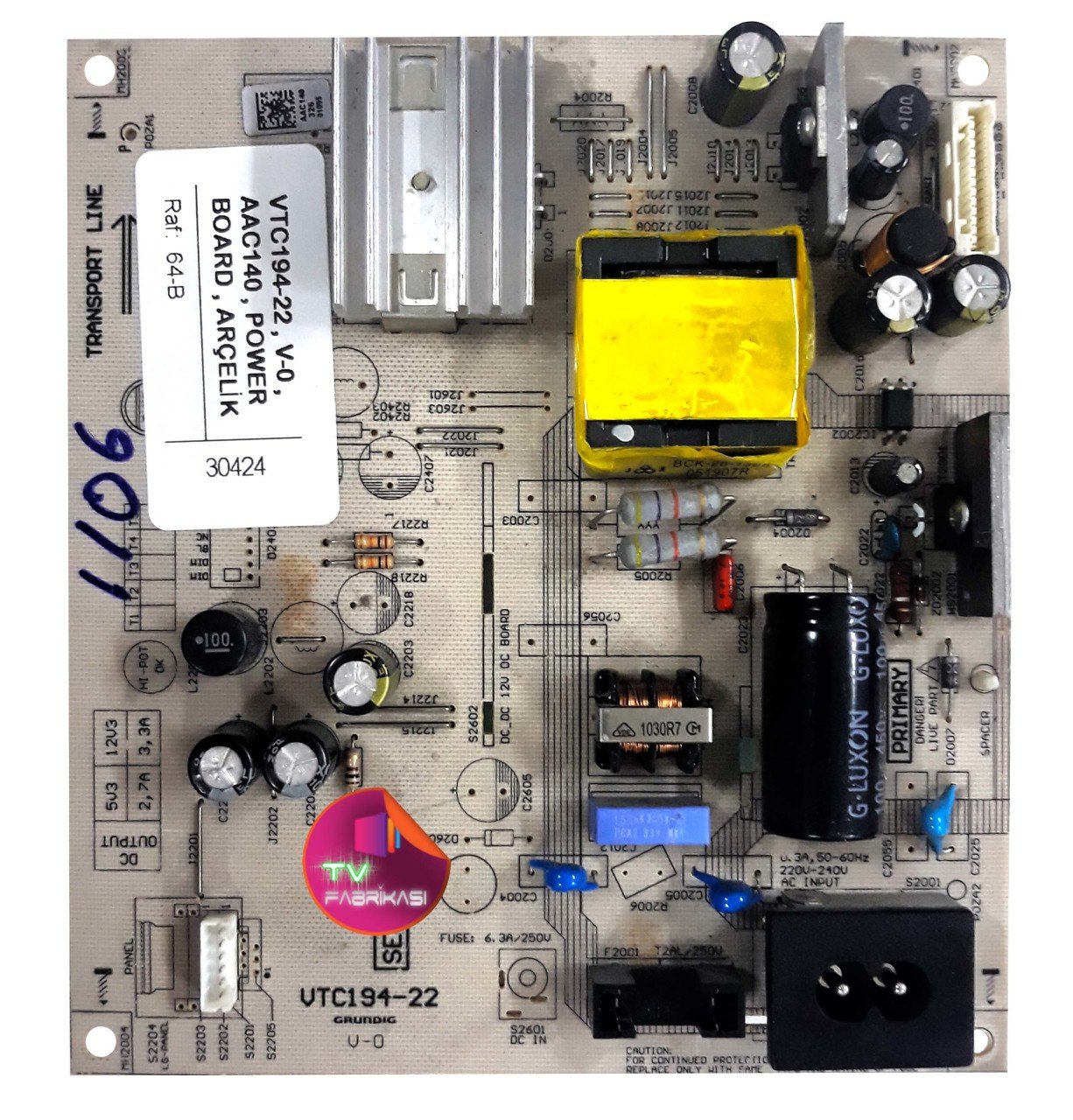 VTC194-22 , V-0 , AAC140 , POWER BOARD , ARÇELİK BESLEME