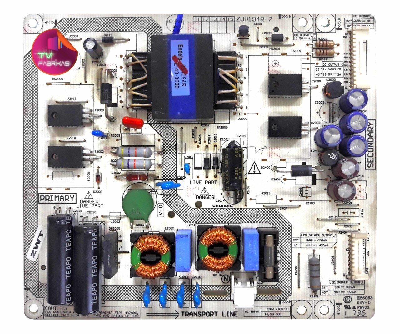 ZUV194R-7 , ZWT140 , V-0 , POWER BOARD , ARÇELİK BESLEME