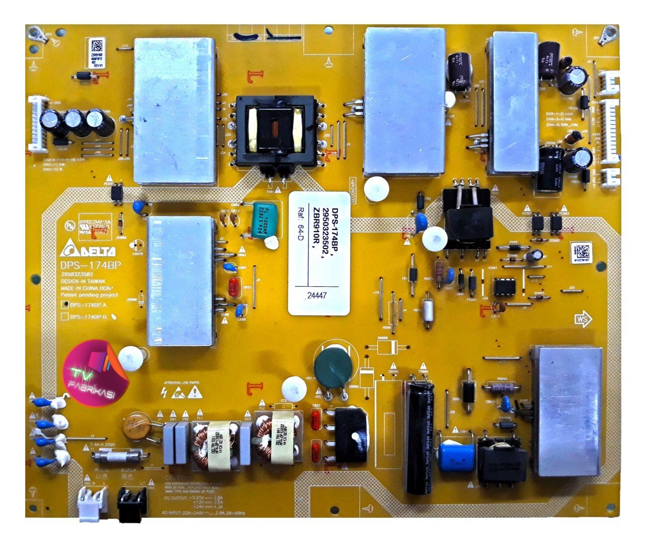 DPS-174BP , 2950323502 , ZBR910R , DPS-174BP A , A47-LB-9377 , A39-LB-M330 , POWER BOARD , ARÇELİK BESLEME