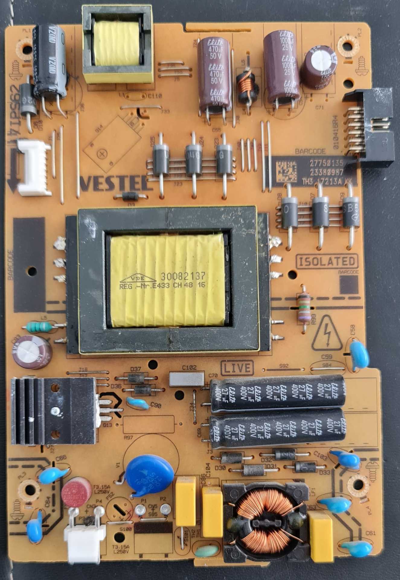 VESTEL,17IPS62,23380987,27750135,39HL50039,POWER BOARD