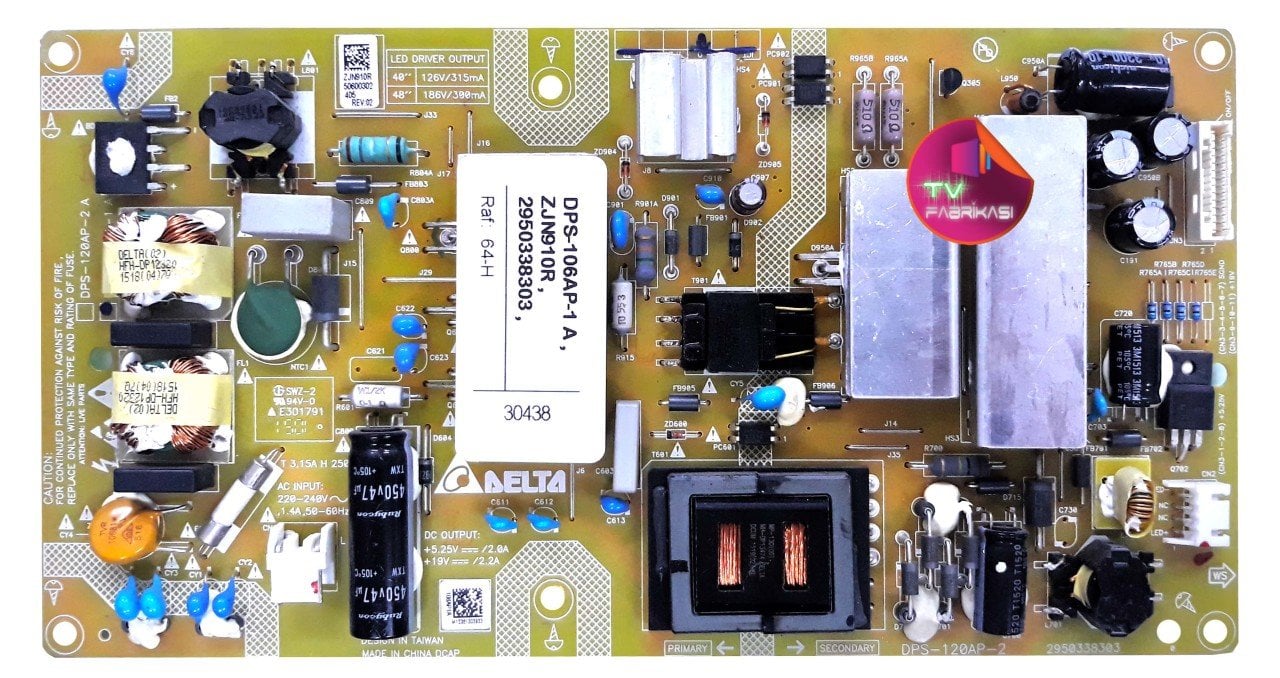 DPS-106AP-1 A , ZJN910R , 2950338303 , POWER BOARD , ARÇELİK BESLEME
