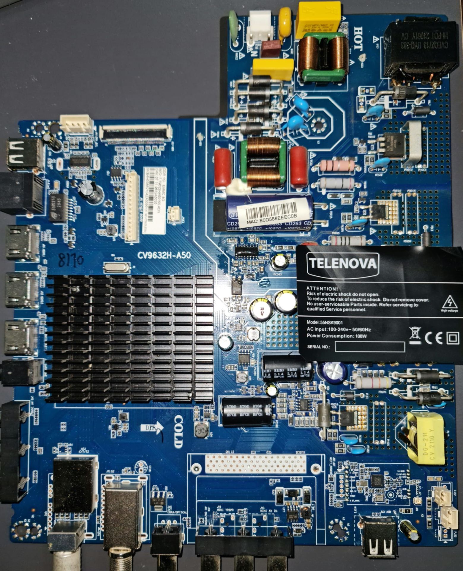 TELENOVA,55NSK9001,CV9632H-A50,7.T9632HA50150.4DN,MAİN,BOARD