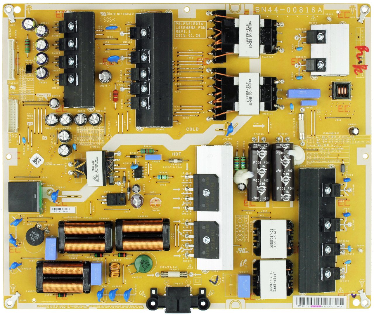 Bn44-00816a , Samsung Ue65js9000t , Samsung Pslf321e07a , L65em8na_Fsm , Un65js9000fxza, Un55js9000fxza , Power Board , Samsung Besleme
