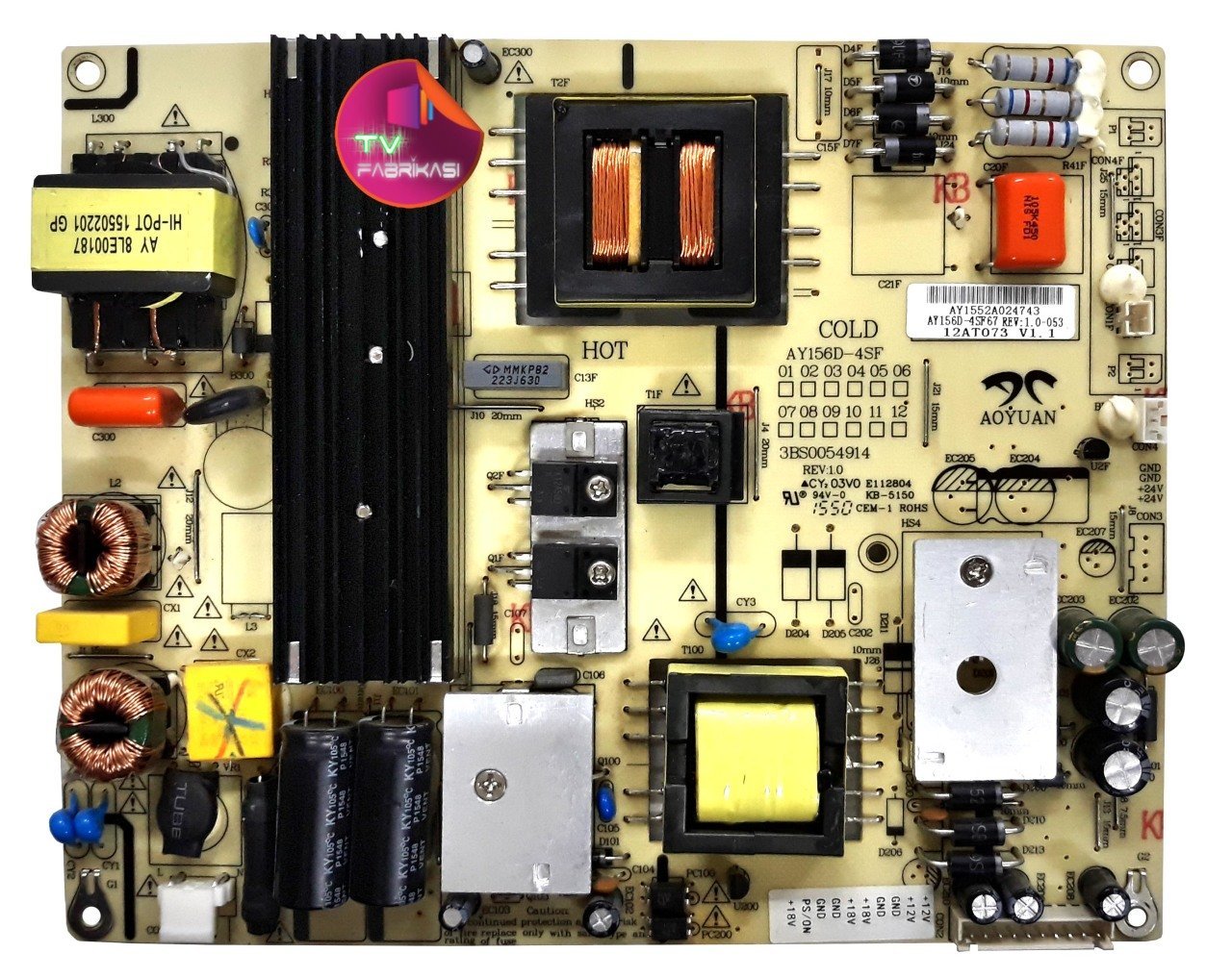 AY156D-4SF , AY156D-4SF67 , 12AT073 , 3BS0054914 , REV 1.0 , POWER BOARD , SUNNY BESLEME