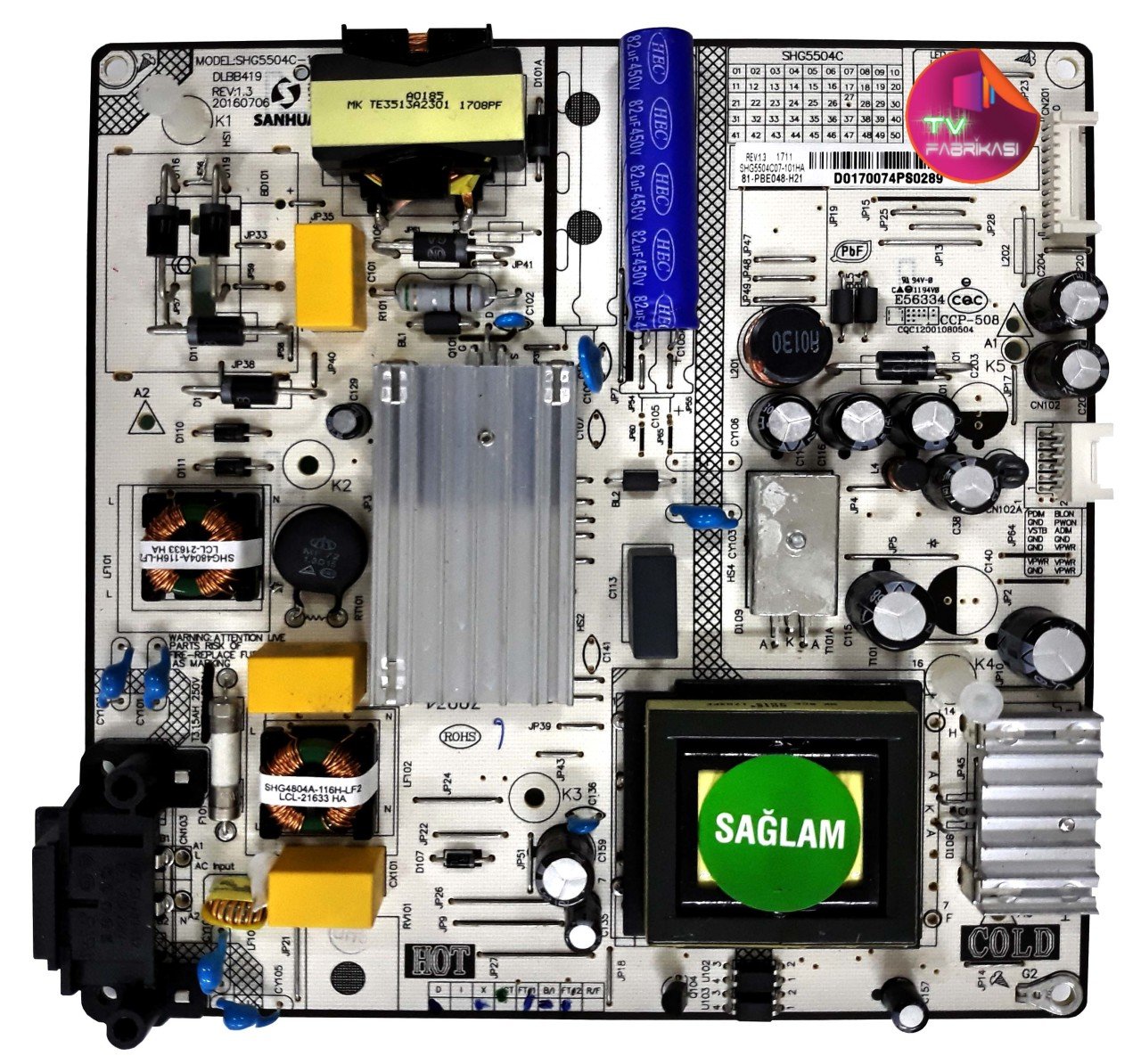 SHG5504C-101H , DLBB419 , REV 1.3 , SANHUA , POWER BOARD , SUNNY BESLEME